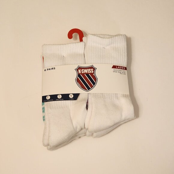 K-Swiss Women's 6 Pairs Ankle Socks - 9-11 - Picture 1 of 6